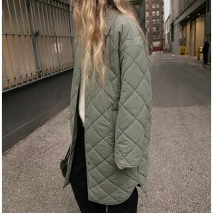 Oak & Fort QUILTED PUFFER MIDI SHACKET